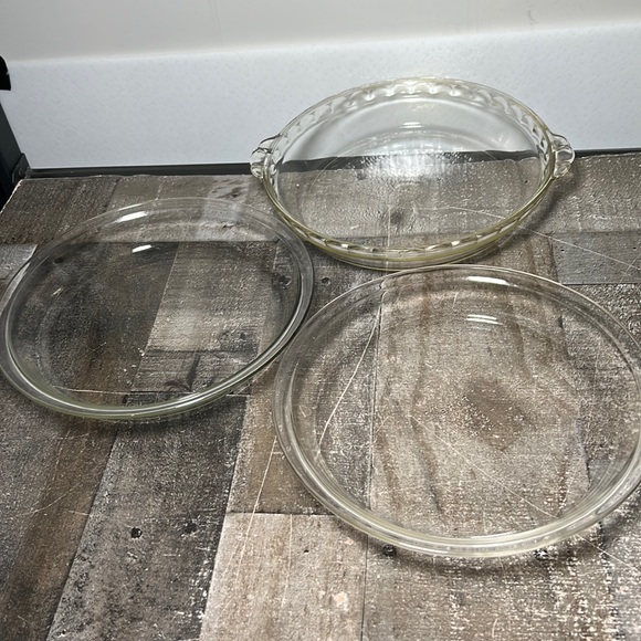 Pyrex Other - Vintage Pyrex Clear Glass Pie Plates Assorted Set of Three